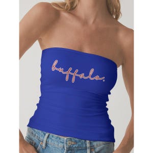 Buffalo Football Inspired Strapless Shirt, Cute Game Day Outfit, Trendy Football Fest
