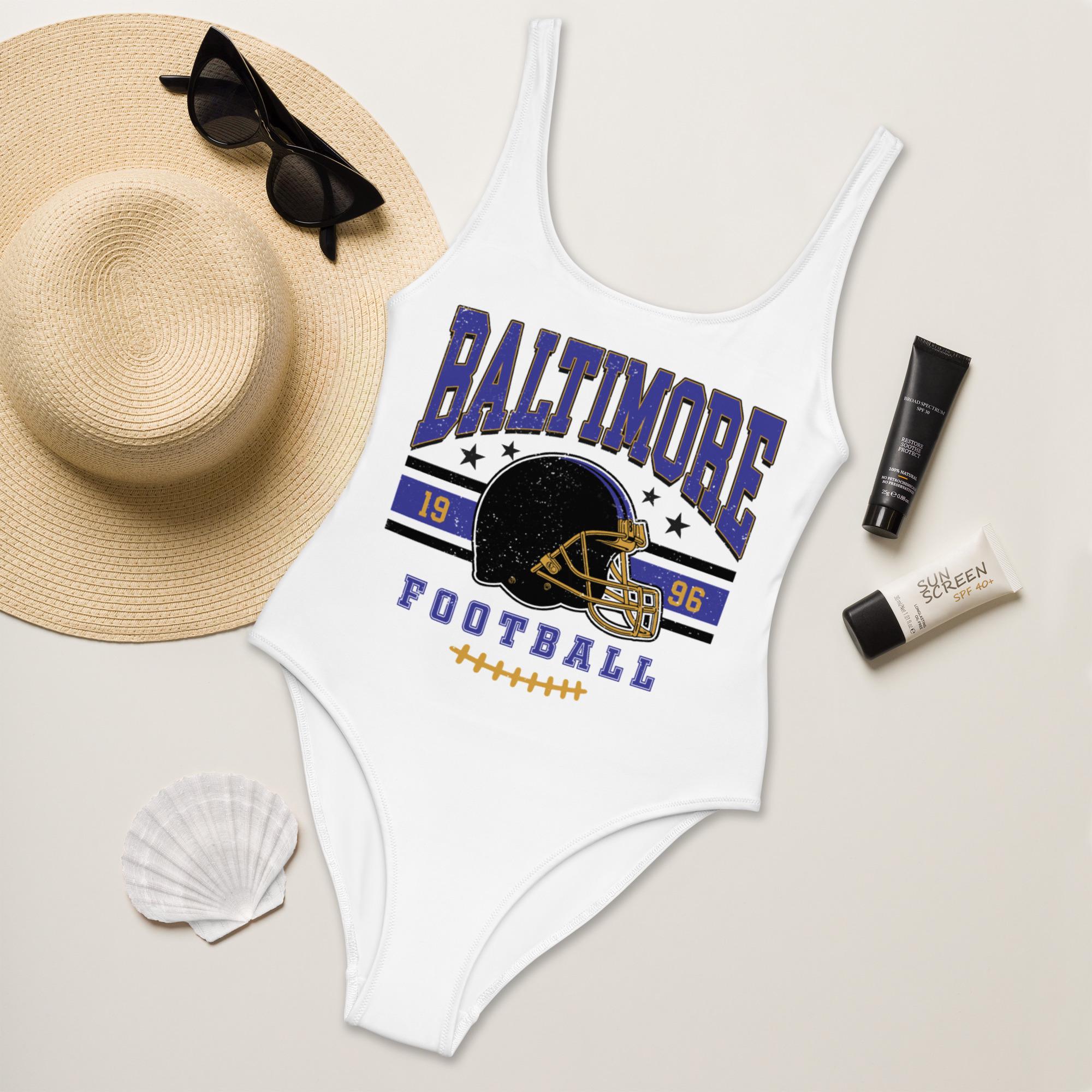 Discover Baltimore Football Womens Swimsuit, Game Day Swimwear, Beach Party Swimsuit