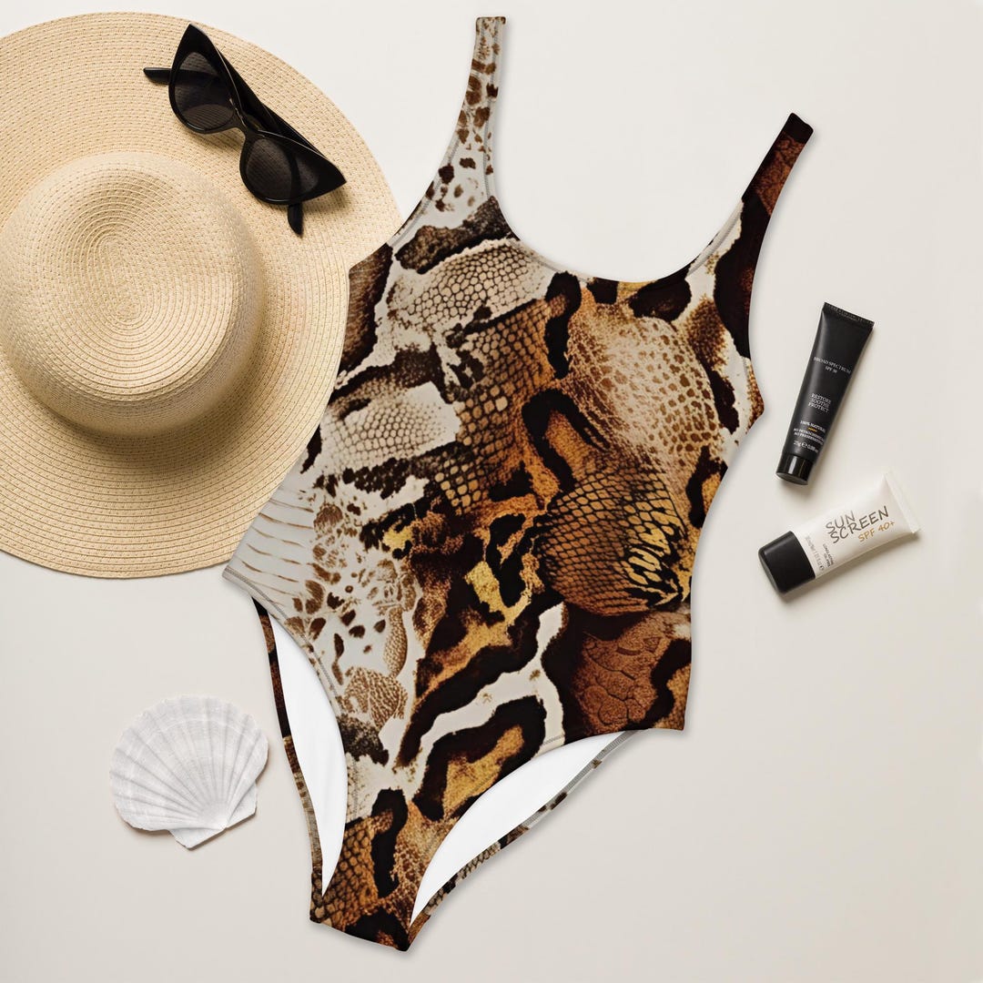 Cutout Animal Print Ruffled Wide Strap One-Piece Swimwear main image 0