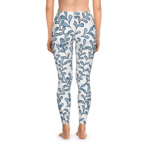 Dehnbare Leggings mit botanischem Druck, bequeme Yogahose, Freizeitkleidung, Workout-Kleidung, Geschenk für sie, umweltfreundliche Mode