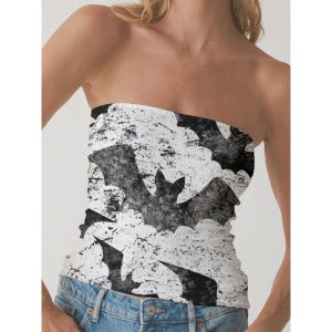 Halloween Tube Top, Spooky Crop Top, Women’s Festive Strapless Shirt, Halloween Party Outfit, Casual
