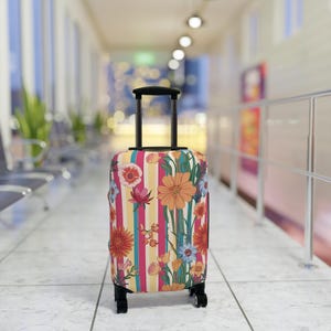 Colorful Floral Luggage Cover - Travel Accessory, Suitcase Protector, Floral Print, Gift for Travelers, Vacation Essential