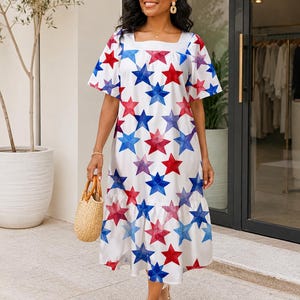 Maxi Dress Red White Blue - Etsy Maxi Dress Red White Blue - Etsy
