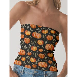 Halloween Tube Top, Spooky Crop Top, Women’s Festive Strapless Shirt, Halloween Party Outfit, Casual