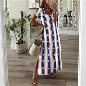 Red White Blue Dress Womens - Etsy