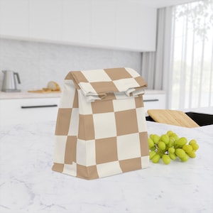 Chic Checkerboard Lunch Bag - Stylish Insulated Tote for Work, School, Picnics, Eco-Friendly Meal Carrier, Trendy Food Storage