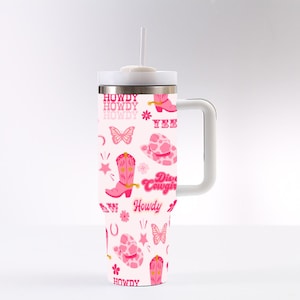 Cowgirl Themed 40 oz Tumbler, Western Style Drinkware, Insulated Travel Cup, Rustic Cowgirl Accessor