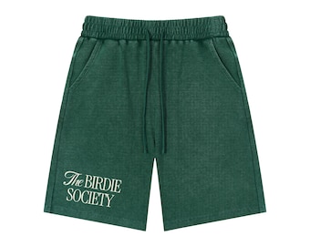 Pantaloncini da uomo Birdie Society in maglia waffle con lavaggio minerale, pantaloncini da relax testurizzati, pantaloncini casual streetwear, abbigliamento da golf, pantaloncini per tutti i giorni