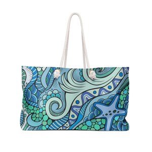 Colorful Waves Weekender Bag, Stylish Travel Tote, Beach Bag, Gym Bag, Weekend Getaway Essentials, Vacation Shoulder Bag