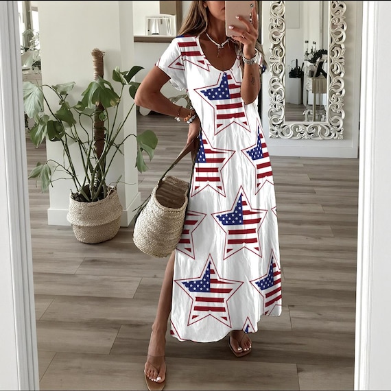 Fourth of July Womens Dress, Patriotic Red White Blue USA Independence Day  Outfit - Etsy