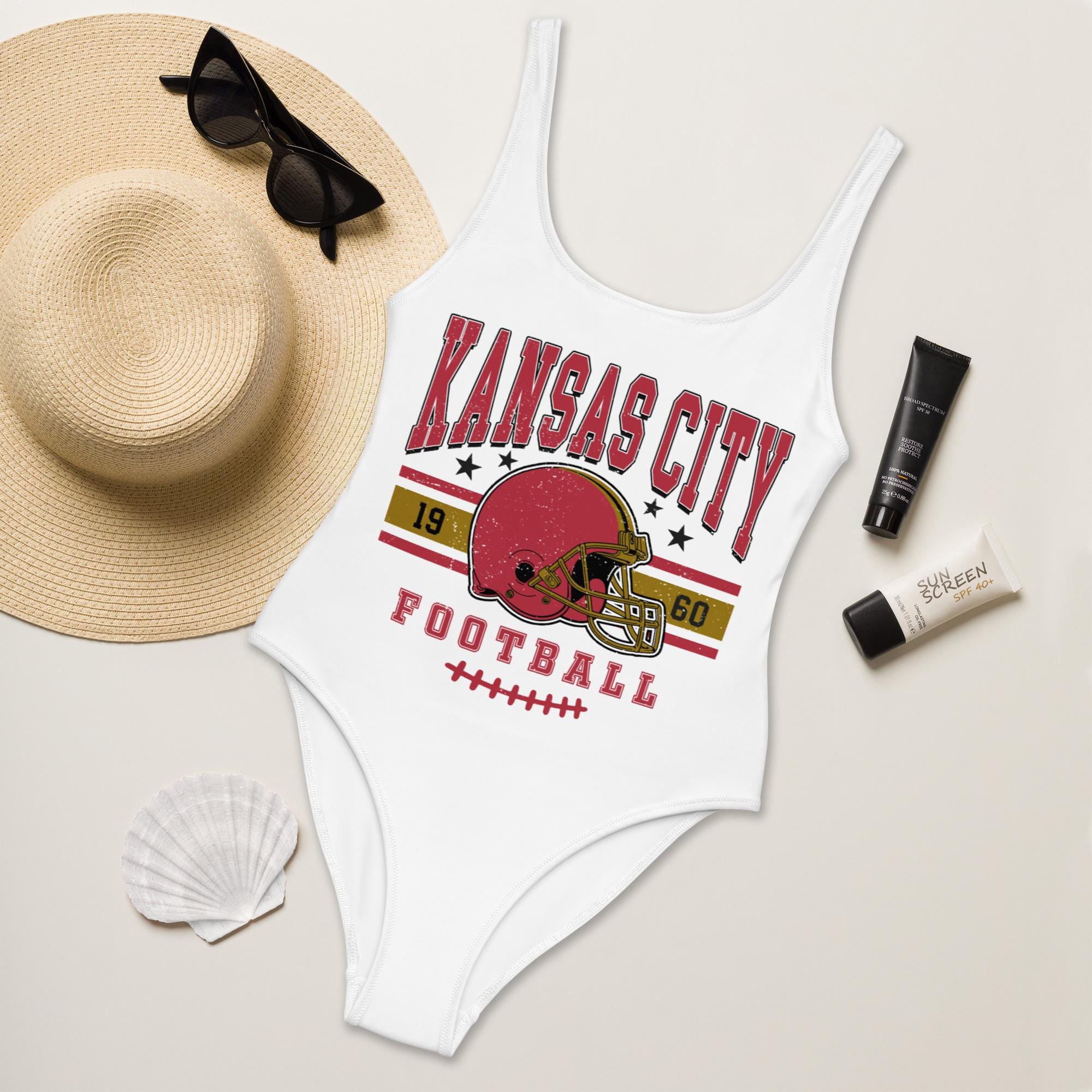 Discover Kansas City Football Womens Swimsuit, Game Day Swimwear, Beach Party Swimsuit