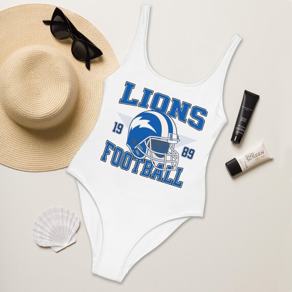 Lions Football One Piece Swimsuit, Team Swimwear, Stylish Women's