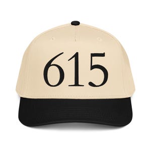 Embroidered 615 5 Panel Mid-Profile Cap, Nashville Area Code Hat, Nashville Tennessee Cap, Music City Hat, Unisex Casual Travel Cap
