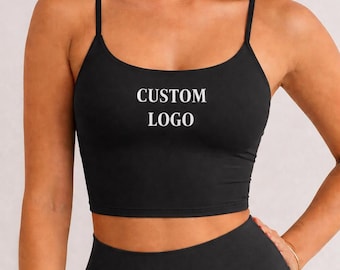 Custom Padded Sports Bra, Personalized Logo Sports Bra, Custom Text Activewear, Custom Workout Top, Womens Athletic Bra