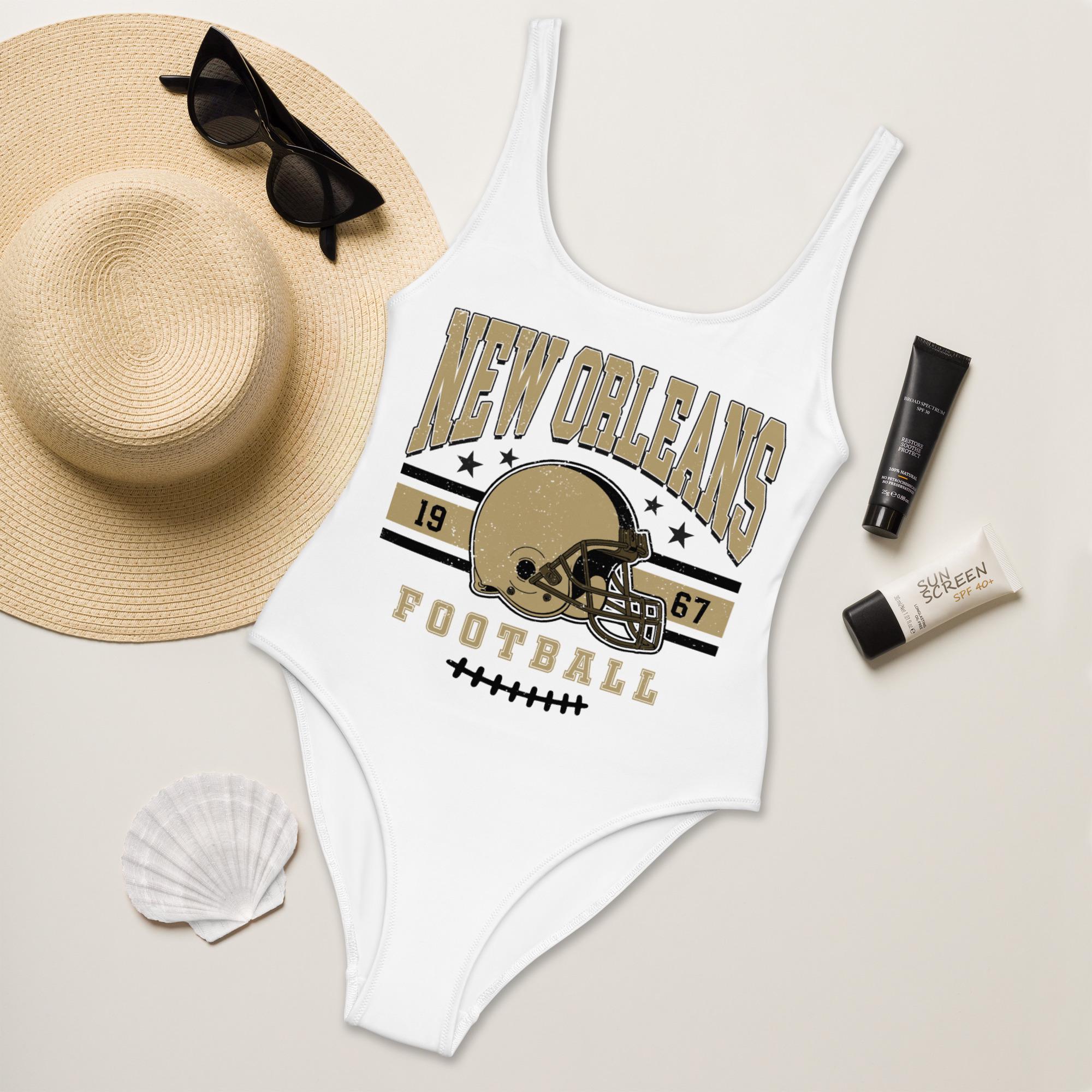Discover New Orleans Football Womens Swimsuit, Game Day Swimwear, Beach Party Swimsuit