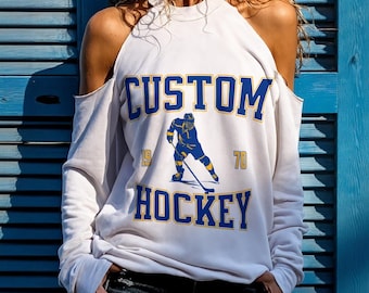 Sudadera de hockey personalizada con hombros descubiertos, sudadera personalizada para equipo de hockey, sudadera de hockey con hombros al descubierto