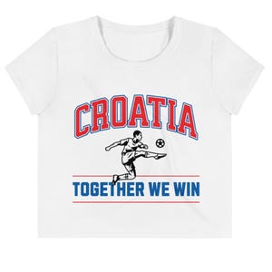 Kroatische Fußballmannschaft Crop T-Shirt, Kroatien Crop Top für Frauen, Kroatische Pride Fußball-Shirt, Team Kroatische Fanbekleidung Bild 2