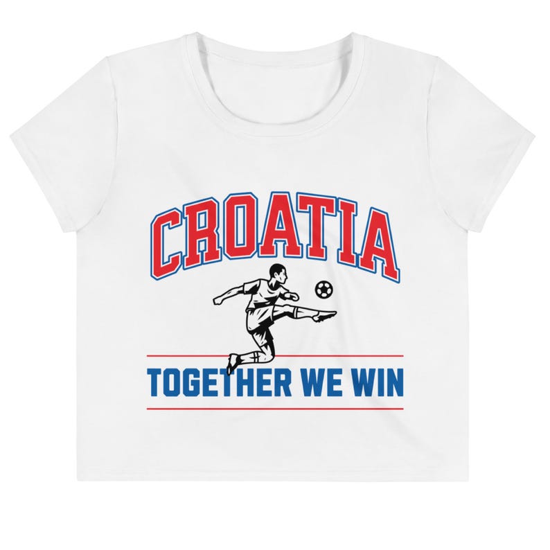 Kroatische Fußballmannschaft Crop T-Shirt, Kroatien Crop Top für Frauen, Kroatische Pride Fußball-Shirt, Team Kroatische Fanbekleidung Bild 2