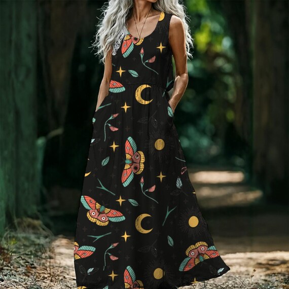 Butterfly Moon Maxi Dress, Sleeveless Boho Summer Dress - Etsy