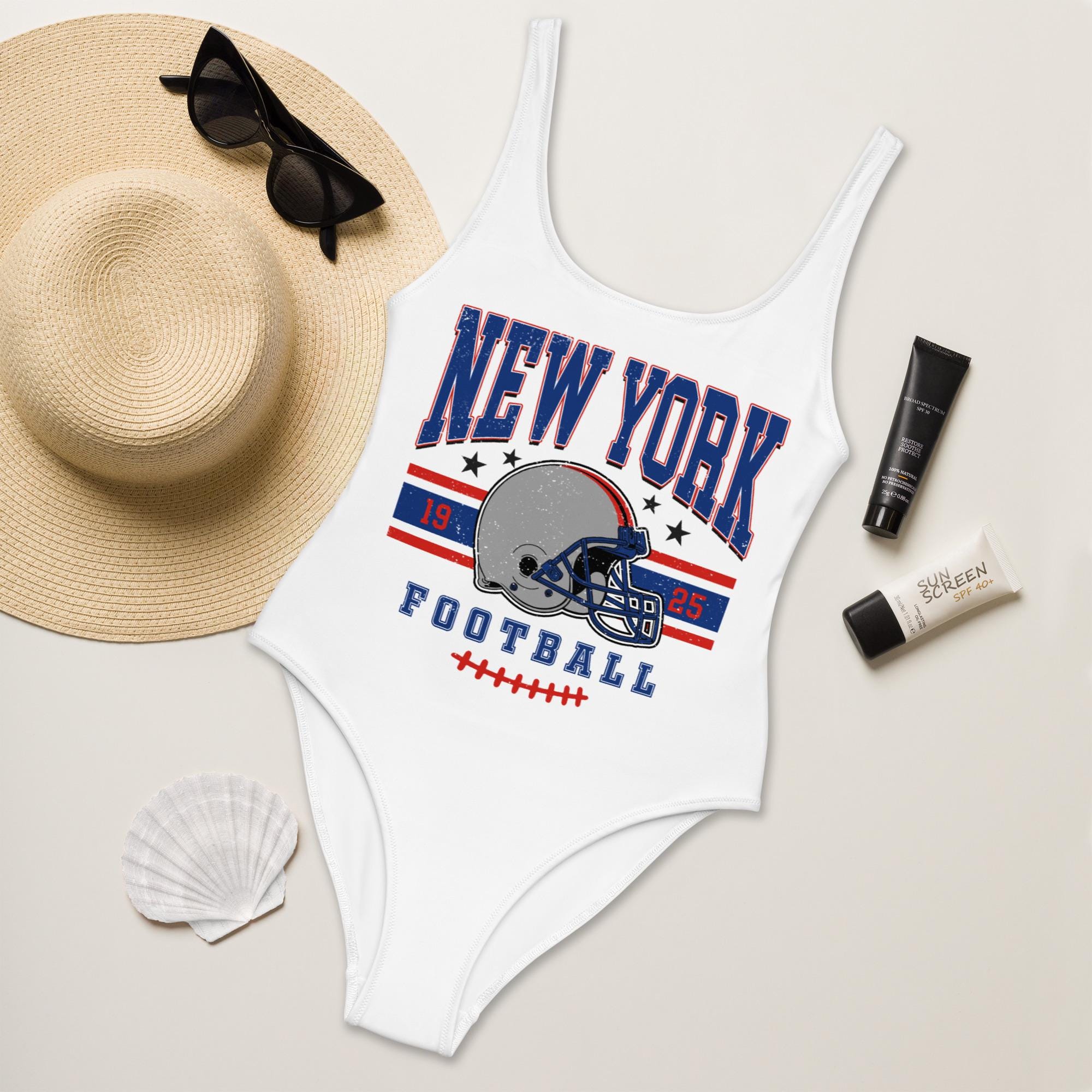 Discover New York Football Womens Swimsuit, Game Day Swimwear, Beach Party Swimsuit