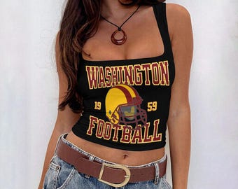 Washington Football Tank Top, Women's Square Neck, Vintage Game Day Apparel