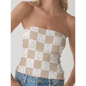 Halloween Tube Top, Spooky Crop Top, Women’s Festive Strapless Shirt, Halloween Party Outfit, Casual