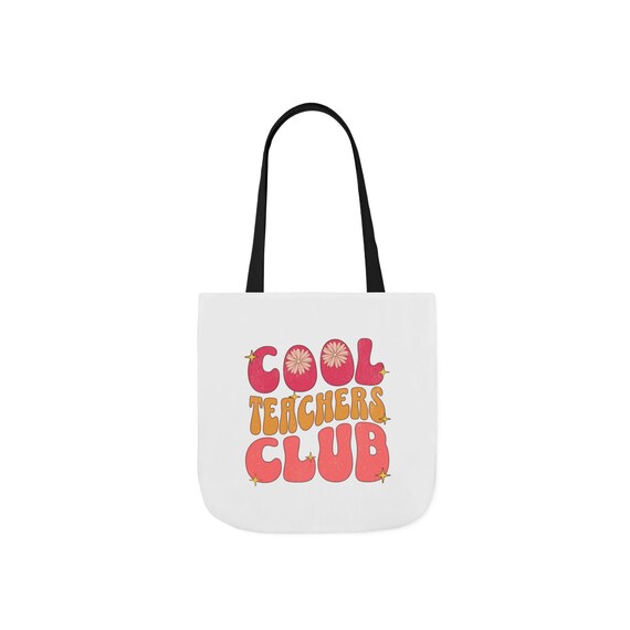 Vintage Cool Teachers Club Canvas Tote Bag, Fun Teacher Gift, Eco