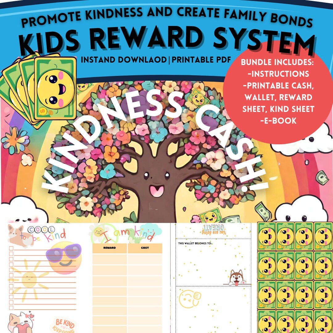 Printable Reward System for Kids Kindness Cash Reward Chart - Etsy