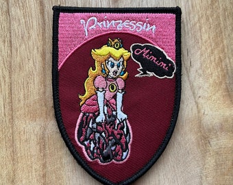 Patch mit Klett Aufnäher Abzeichen Flicken Prinzessin Peach Princess peach Mario Bros. Pink rosa mimimi