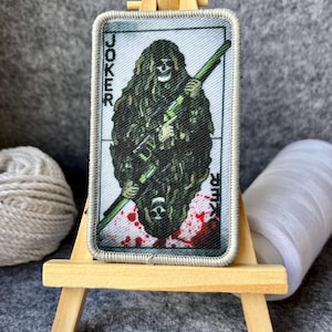 Patch Abzeichen Aufnäher Joker Spielkarte Krieger Doldat Skelett der Tod- Artikelnr: K-0087