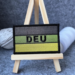 Patch Aufnäher Abzeichen Mit Klett Deutschland Flagge Olive Grün Flecktarn - Artikelnr: K-0072