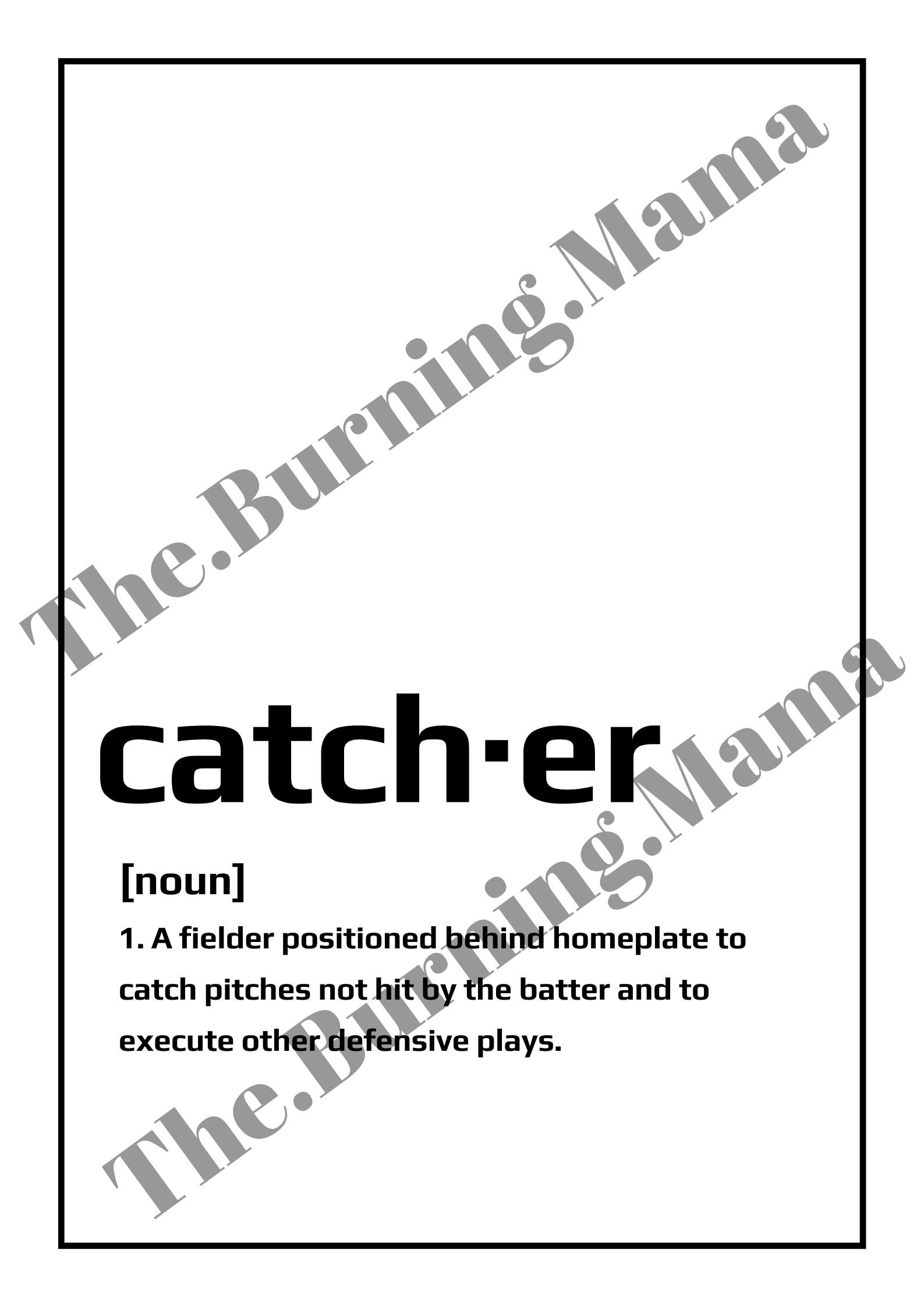 Catcher Definition Poster Digital Download Printable Etsy