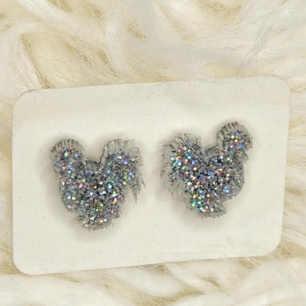 Silkie chicken earrings