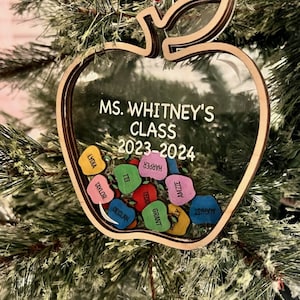 Personalized teacher shaker ornament