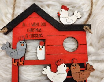 Chickens for Christmas ornament