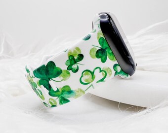 Watercolor Shamrock Silicone Watch Band compatible with Apple Watch Fitbit Samsung