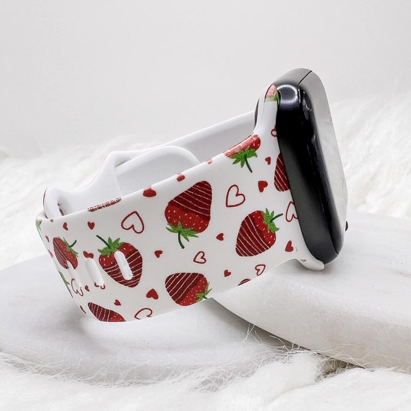 Chocolate Strawberry Silicone Watch Band compatible with Apple Watch Fitbit Samsung