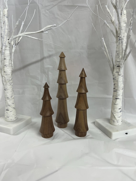 3 walnut Christmas trees