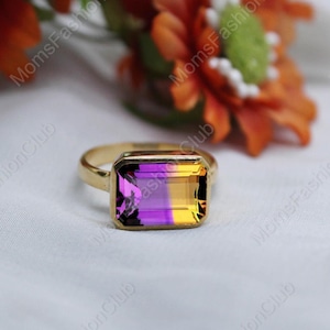 Handmade Ametrine Cocktail Ring: 925 Sterling Silver Solitaire Jewelry