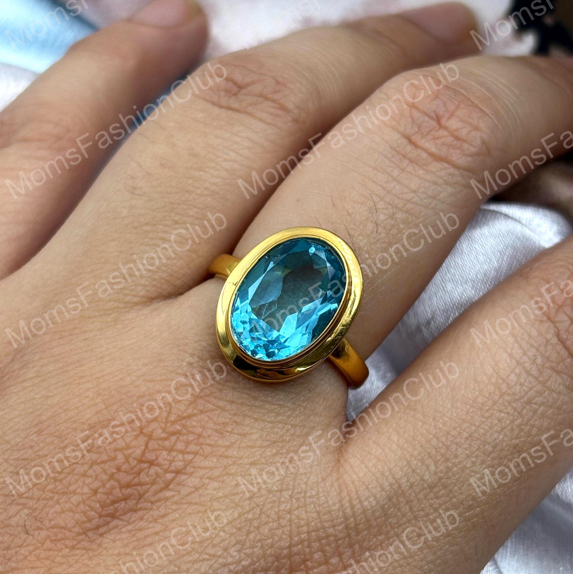 Swiss Blue Topaz Ring,Oval ring,10x14m Gemstone ring,925 Sterling Silver ring,18k gold ring,Minimalist Ring,Engagement Gift,Everyday ring