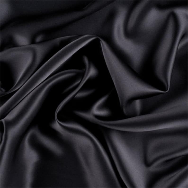 Black Satin Fabric, Black Bridal Gown, Solid Men Handskey, Pocket ...