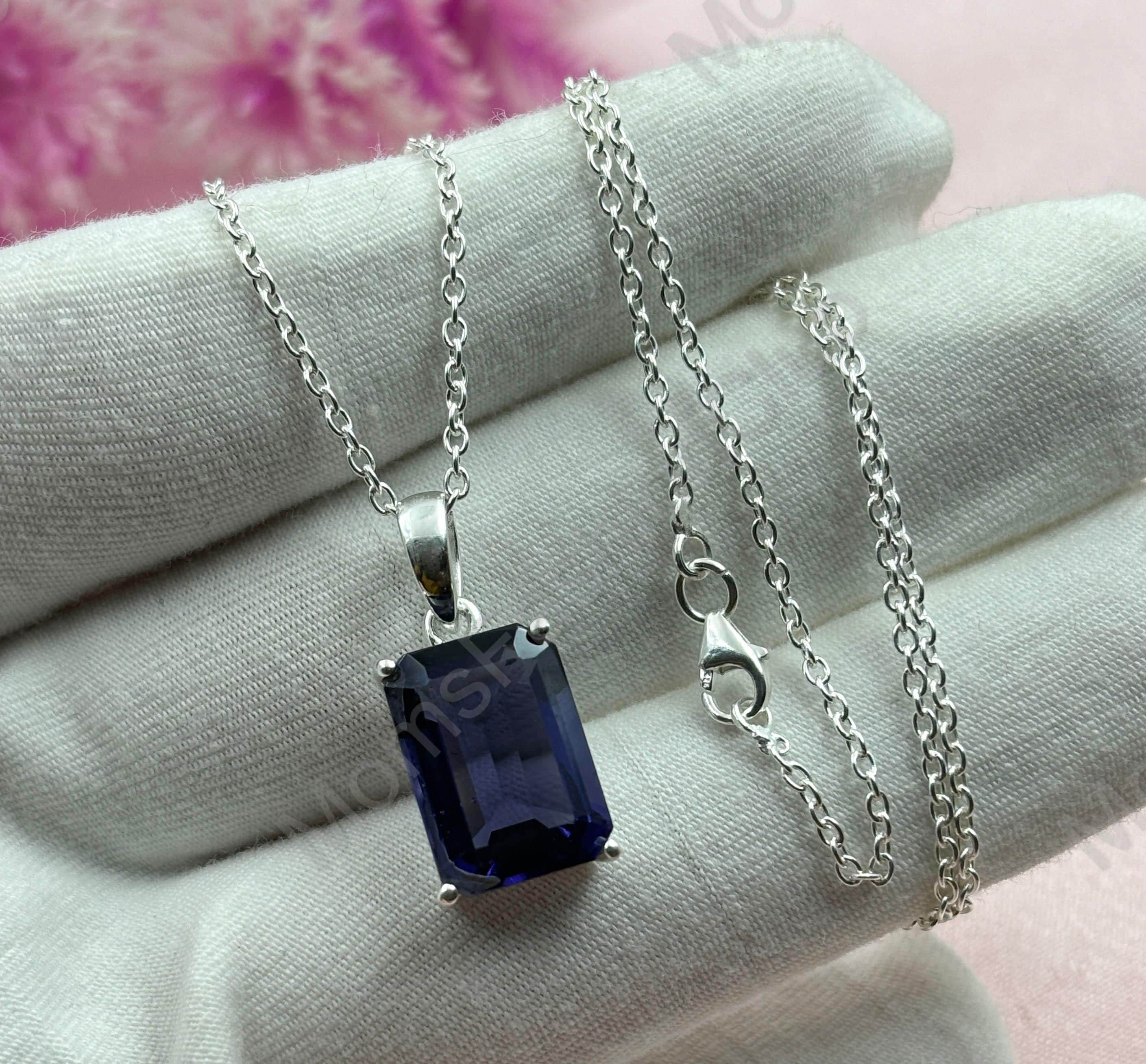 Collier En Tanzanite Naturelle - Pierre Précieuse Fine Violette - Bijou Unique Fait Main - Neuf