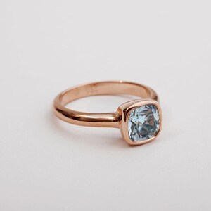 Aquamarine Dainty Ring, Gold Minimalist Ring, March Birthstone Ring, 925 Sterling Silver, Thin Gemstone Ring,Tiny Delicate Ring,Gift for Her