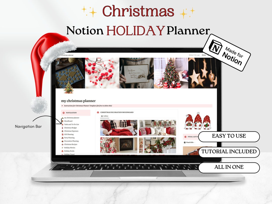 Notion Christmas Planner Holiday Planner Notion Christmas Planner