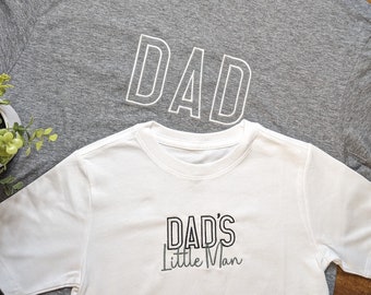 Dad & Dad's Little Man Embroidered Tees, Matching Colors, Dad and Son T-Shirts, Embroidery