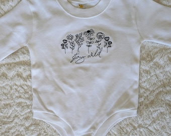 Stay Wild Embroidered Bubble Romper, Embroidery, Baby Bubble Romper, Choice of Thread Color