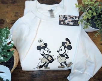Steamboat Willie Embroidered Adult Crewneck Sweatshirt