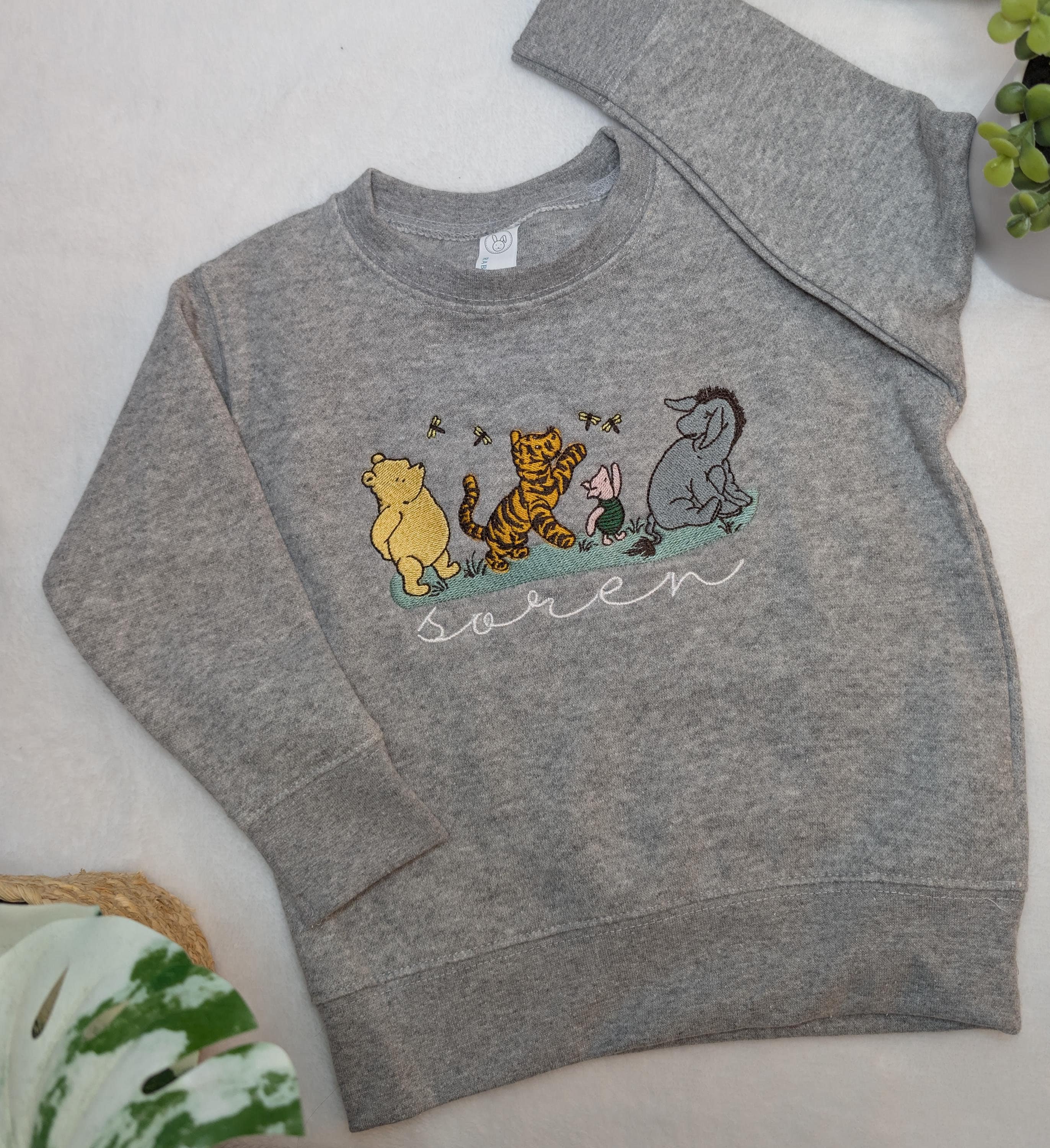 Toddler Personalized Pooh and Friends Embroidered Sweatshirt, Customizable up to 12 Characters, Choice of Thread Color