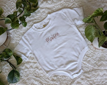Personalized Chain Script First Name Embroidered Bubble Romper, Personalized Name, Baby Rompers, Chain Script w/ Choice of Color