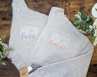 Personalized NICU Nurse Embroidered Sweatshirt Sueded Fleece Quarter-Zip Sweatshirt, Embroidery, Neonatal Intensive Care Unity Fleece